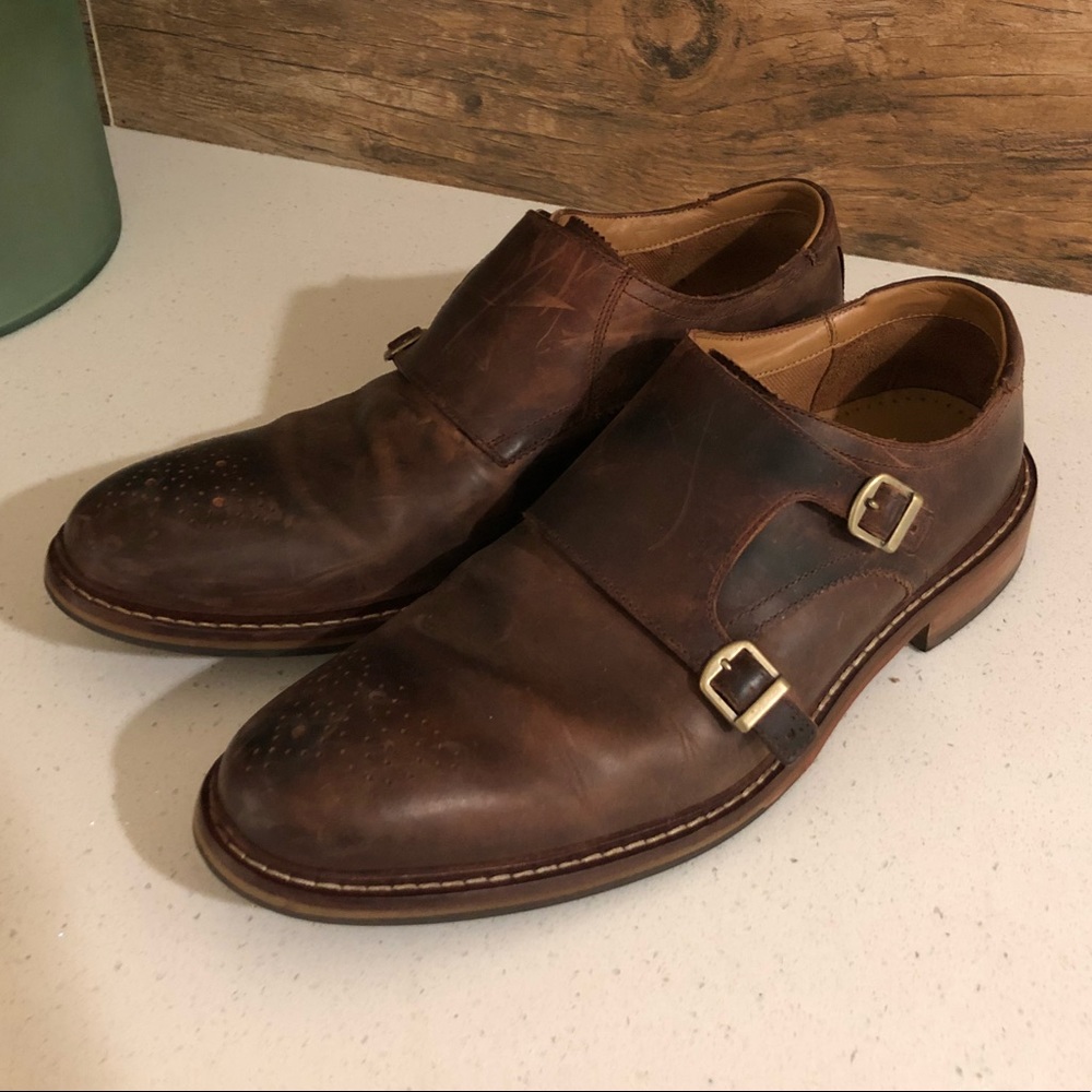 Cole Haan Monk Strap Brown Leather Shoes 10.5